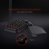 Redragon K585 DITI One-Handed RGB Mechanical Gaming Keyboard, Type-C Wired Professional Gaming Keypad with 7 Onboard Macro Keys, Detachable Wrist Rest, Linear Red Switch, 42 Keys