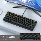 APAYADO K61 Mini Mechanical Keyboard,Wired,61 Keys,Phantom RGB, Black/White Red/Blue Mechanical Switch for Gaming,60% Portable