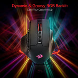 Redragon M811 PRO Wireless MMO Gaming Mouse, 15 Programmable Buttons RGB Gamer Mouse, 10 Side Macro Keys