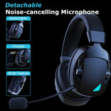 Gaming Headset with Detachable Noise Cancelling Microphone,2.4G Bluetooth-USB-3.5mm Wired Jack 3 Modes for Multi-device
