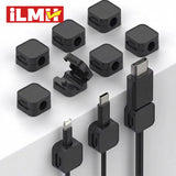 iLMH Non-magnetic Strong Cable Clips Adjustable Cord Holder, Adhesive Under Desk Mgmt Organizer, Home Office Car Wall Desktop