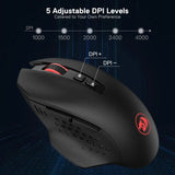 Redragon M656 Gainer Wireless Gaming Mouse 4000 DPI 2.4GHz Gamer Mouse 7 Programmable Buttons 5 DPI Levels Red LED Backlit