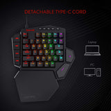 Redragon K585 DITI One-Handed RGB Mechanical Gaming Keyboard, Type-C Wired Professional Gaming Keypad with 7 Onboard Macro Keys, Detachable Wrist Rest, Linear Red Switch, 42 Keys