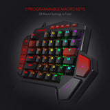 Redragon K585 DITI One-Handed RGB Mechanical Gaming Keyboard, Type-C Wired Professional Gaming Keypad with 7 Onboard Macro Keys, Detachable Wrist Rest, Linear Red Switch, 42 Keys