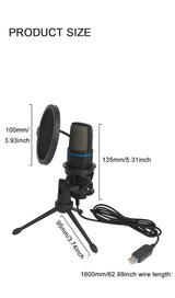 USB Microphone RGB Microfone Condensador Wire Gaming Mic for Podcast Recording Studio Streaming Laptop Desktop PC