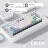 Redragon K631 Gery 65% Wired RGB Gaming Keyboard, 68 Keys Hot-Swappable Compact Mechanical Keyboard