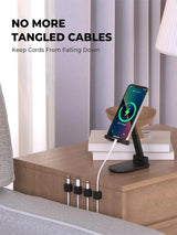 iLMH Non-magnetic Strong Cable Clips Adjustable Cord Holder, Adhesive Under Desk Mgmt Organizer, Home Office Car Wall Desktop
