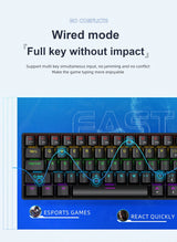 APAYADO K61 Mini Mechanical Keyboard,Wired,61 Keys,Phantom RGB, Black/White Red/Blue Mechanical Switch for Gaming,60% Portable