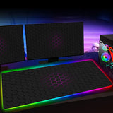 RGB Hexagon Gaming Mouse Pad XXL Antislip Rug Desk Mat Computer Accessories Office Geometric Mousepad Luminous Extended Game Mat